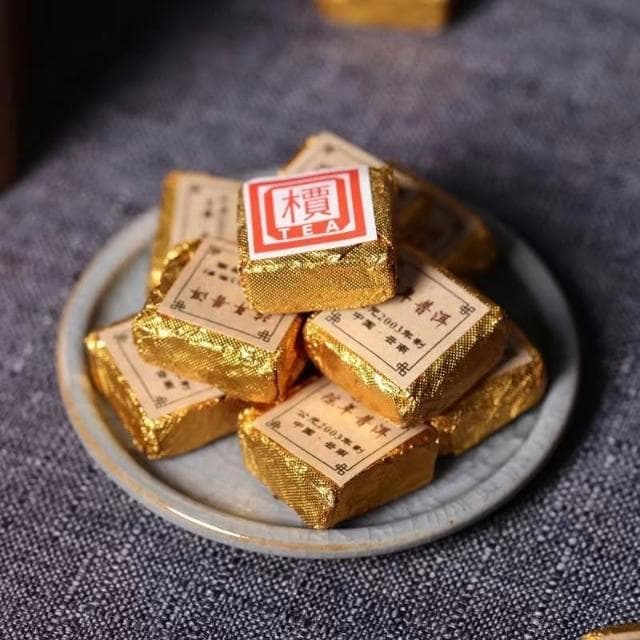 阿四嫂  沱茶/茶葉 雲南普洱茶葉 2003年小金磚 迷你小沱茶500g 檟字方磚