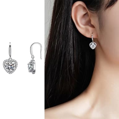【LEEHER】飾品/耳環/女生耳環/純銀耳環/莫桑石/愛心耳環/S925/垂墜耳環/吊墜耳環/耳釘/百搭/高級感