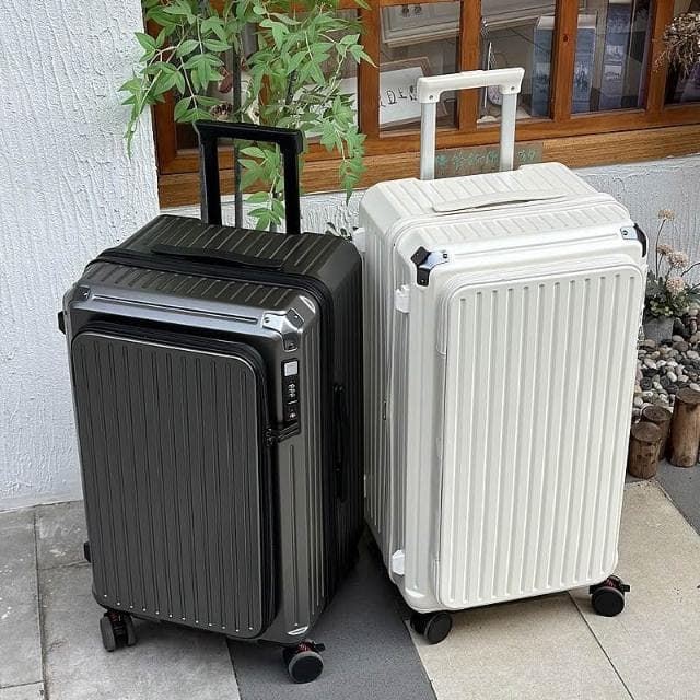 前開式登機箱20吋 行李箱28吋 鋁框行李箱商務箱海關鎖上開蓋行李箱 20吋24吋28吋旅行箱側開擴容行李箱