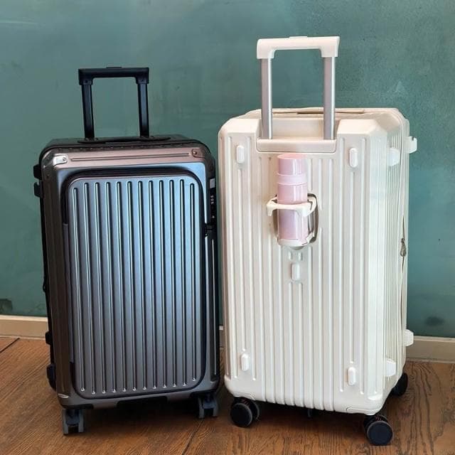前開式登機箱20吋 行李箱28吋 鋁框行李箱商務箱海關鎖上開蓋行李箱 20吋24吋28吋旅行箱側開擴容行李箱