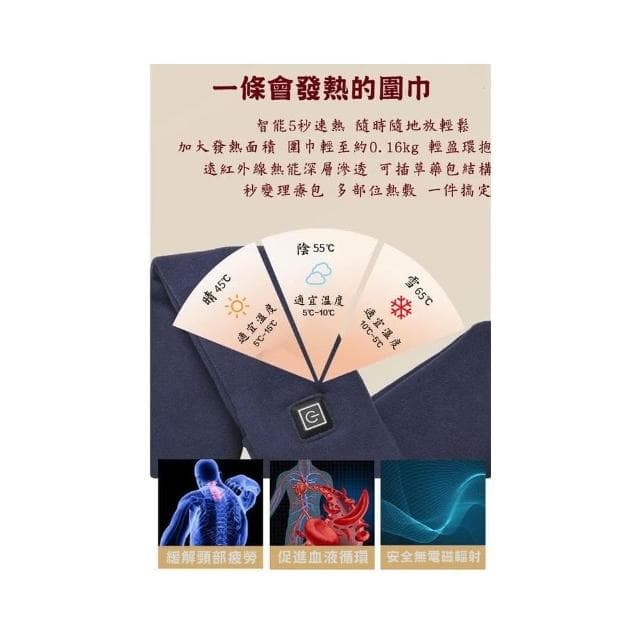 快速出貨 智能加熱圍巾 暖脖暖手 保暖圍巾 加熱圍巾 USB 充電加熱圍巾 暖宮熱敷 保暖神器