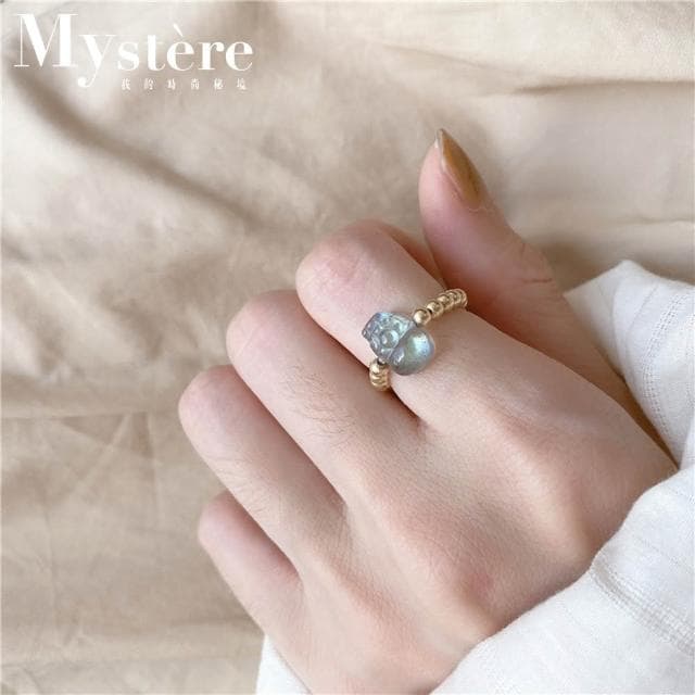 【my stere 我的時尚秘境】秘境手作款-天然月光石貔貅造型招財戒指(月光石 貔貅 情人節禮物)