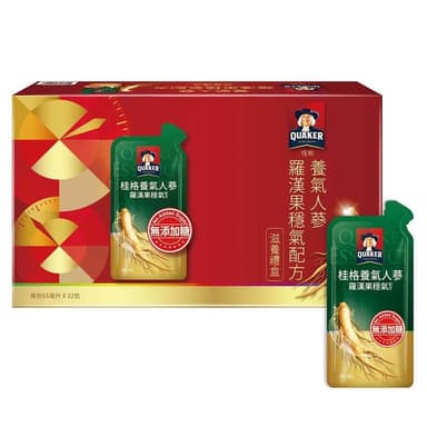 【QUAKER 桂格】養氣人蔘 羅漢果穩氣配方滋補液  65毫升 X 32包 X 1盒 (全素)
