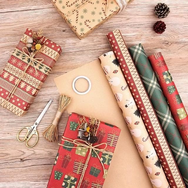 ʚ ɞGIFTME5台灣現貨ʚ ɞ復古聖誕風包裝紙牛皮紙包裝紙 聖誕禮物 交換禮物 聖誕節 禮品包裝 禮物裝飾 生