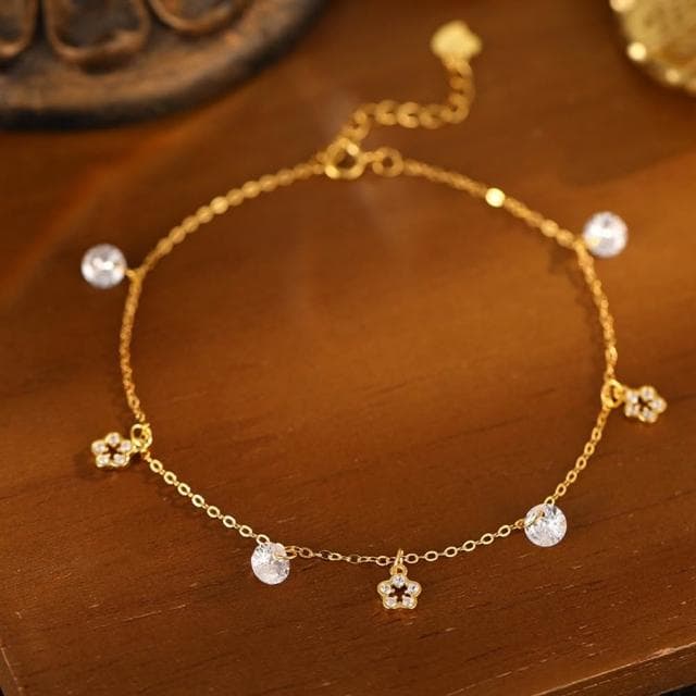 【巴黎精品】紐約精品 現貨+預購 925純銀腳鍊手鍊腳鏈腳踝鏈足鏈腳飾手鏈情人節禮物-小清新花朵流蘇女飾品2色a1kk2