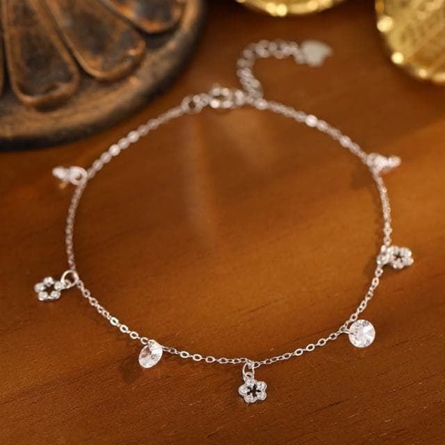【巴黎精品】紐約精品 現貨+預購 925純銀腳鍊手鍊腳鏈腳踝鏈足鏈腳飾手鏈情人節禮物-小清新花朵流蘇女飾品2色a1kk2