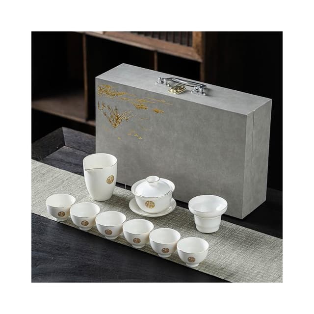 羊脂玉茶具組｜如玉質感｜高檔禮盒 泡茶 泡茶組 茶具 茶具組 送禮首選 茶具禮盒 辦公室 父親節禮物 功夫茶具 中秋節