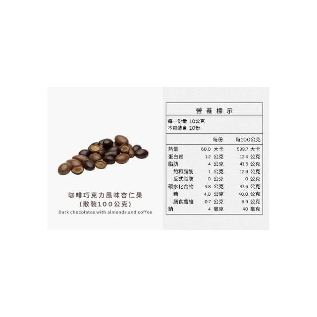 【Ruta】露特 ｜ 立陶宛百年國寶級巧克力 ｜ 咖啡巧克力風味杏仁果 (散裝 100公克)