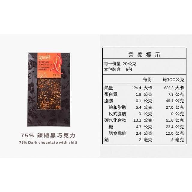 【Ruta】露特 ｜ 立陶宛百年國寶級巧克力 ｜ 75% 辣椒黑巧克力