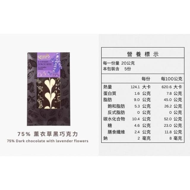【Ruta】露特 ｜ 立陶宛百年國寶級巧克力 ｜ 75% 薰衣草黑巧克力