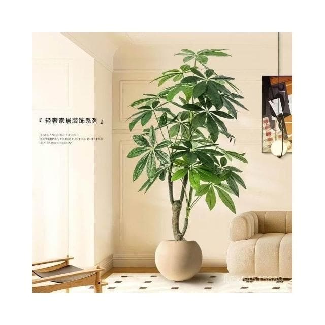 廠家直銷/免運 仿真綠植發財樹高端輕奢客廳裝飾盆栽大型室內落地 擺件 仿生假植物