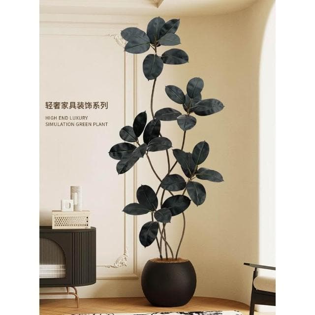 黑金剛橡皮樹綠植仿真客廳落地盆栽室內高端輕奢仿生植物裝飾假樹