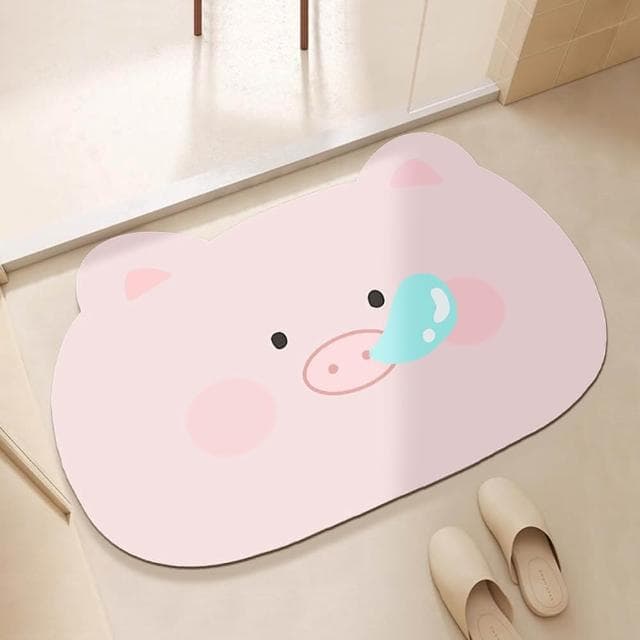 【富居閣】可愛動物卡通地墊 45×70cm浴室地墊珪藻土地墊 矽藻土軟地墊 防滑地墊 吸水地墊 入厝 入厝禮