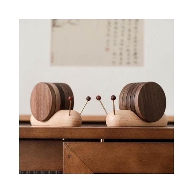 黑胡桃 實木隔熱墊 杯墊 餐墊 餐桌擺件 蝸牛隔熱墊 木質 創意擺件 防燙 耐高溫 隔熱墊 生日禮物 交換禮物 喬遷禮物