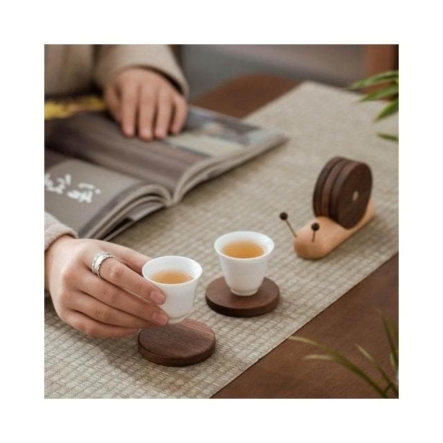 黑胡桃 實木隔熱墊 杯墊 餐墊 餐桌擺件 蝸牛隔熱墊 木質 創意擺件 防燙 耐高溫 隔熱墊 生日禮物 交換禮物 喬遷禮物