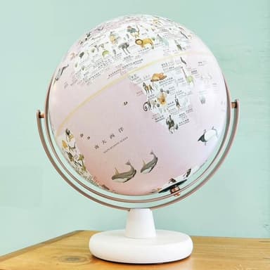 【SkyGlobe】10吋粉色童話動物版360度旋轉木座地球儀(中英文對照)《WUZ屋子》地圖 教學 開學禮 入厝禮 開店禮