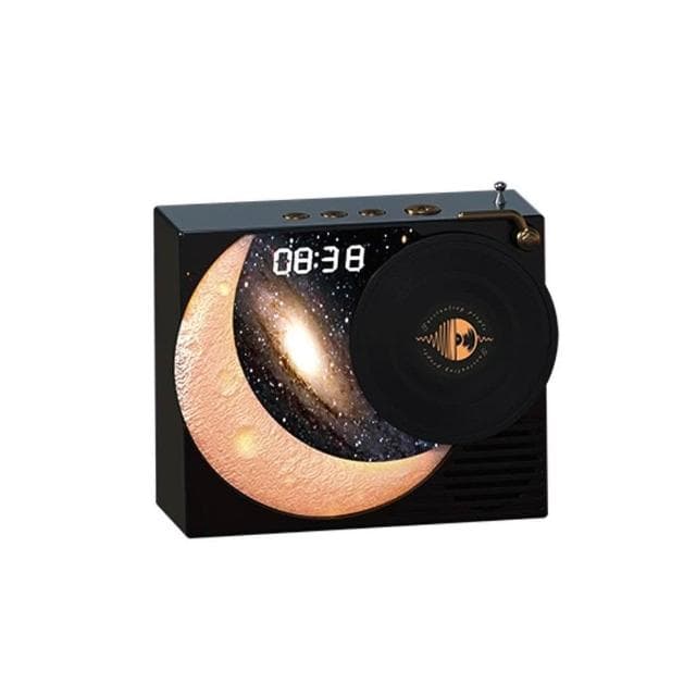 P1攬月時鐘藍牙音復古黑膠氛圍夜燈藍牙音箱USB充電創意擺件音響