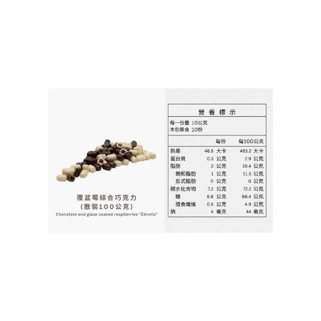 【Ruta 露特巧克力】露特 ｜ 立陶宛百年國寶級巧克力 ｜ 覆盆子綜合巧克力 散裝 100公克)