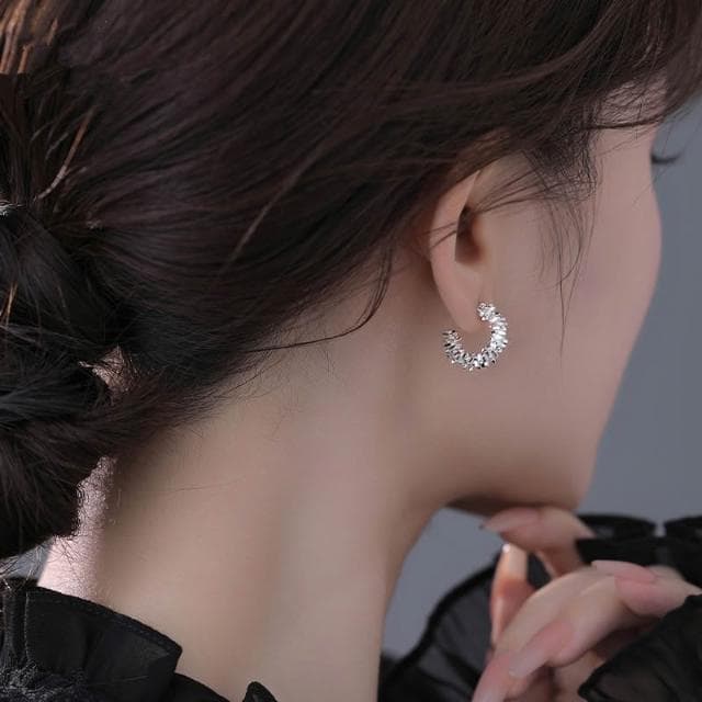 🎗飾間首飾鋪 925純銀針波光粼粼碎銀子耳環飾品女小眾設計氣質時尚首飾耳釘高級感耳飾