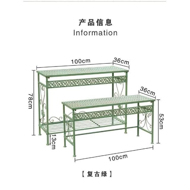 复古铁艺花架 阳台置物架 落地式多层花盆架 户外庭院别墅花园装饰 美式復古鐵藝花盆架多層花架 花盆架 盆栽架 多肉植物架