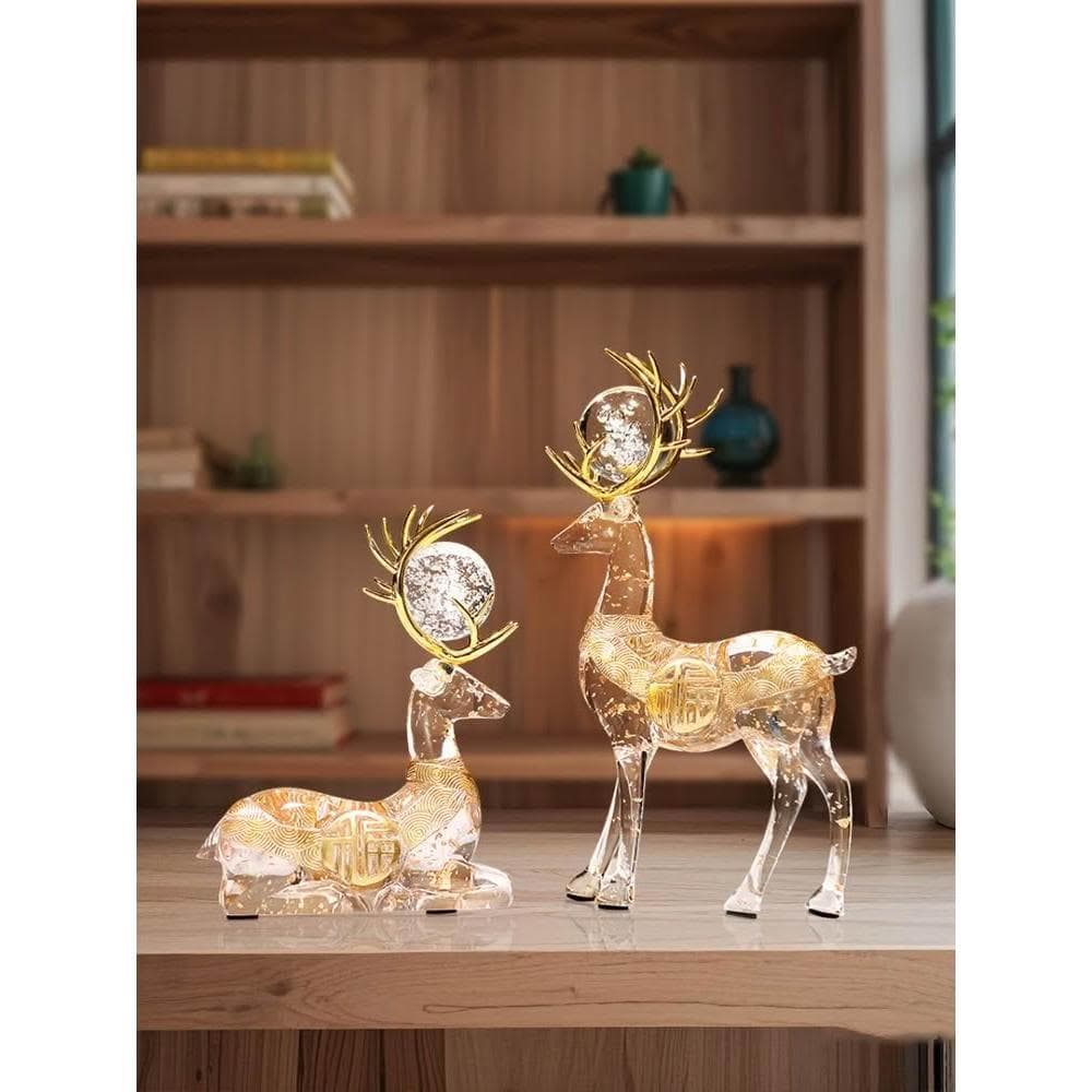 新中式招財鹿擺件輕奢高檔玄關客廳酒櫃電視櫃辦公室裝飾喬遷禮品