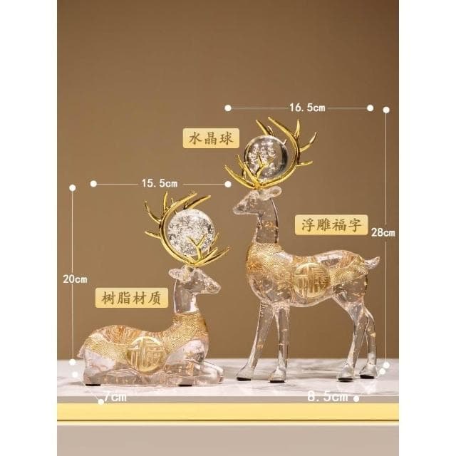 新中式招財鹿擺件輕奢高檔玄關客廳酒櫃電視櫃辦公室裝飾喬遷禮品