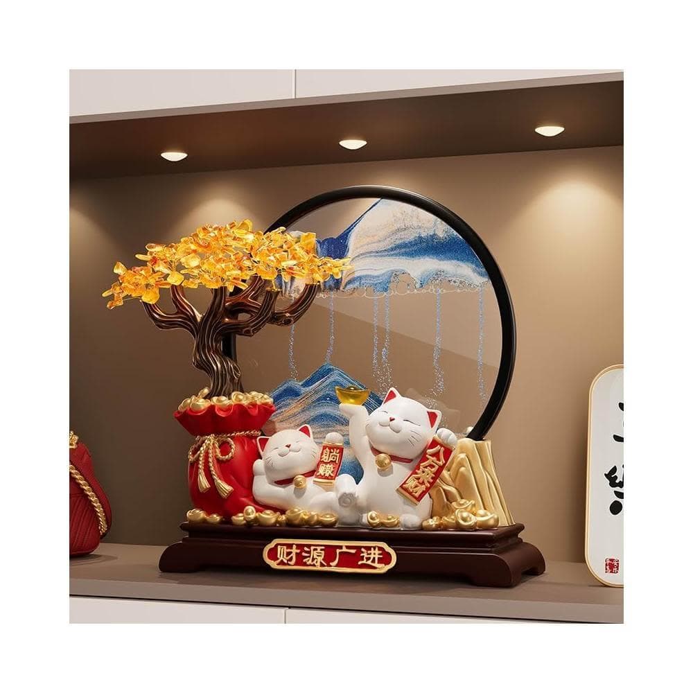 發財樹流沙畫招財貓擺件客廳裝飾新房子搬家禮物喬遷新居開業禮品