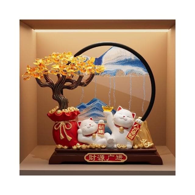 發財樹流沙畫招財貓擺件客廳裝飾新房子搬家禮物喬遷新居開業禮品