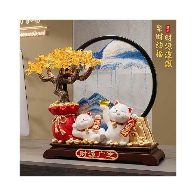 發財樹流沙畫招財貓擺件客廳裝飾新房子搬家禮物喬遷新居開業禮品