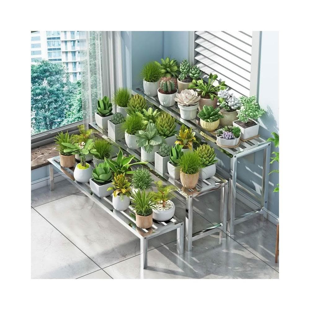 不锈钢花架 阶梯式组合阳台多肉专用多层架 加宽户外植物摆放花盆架 戶外花架 階梯式花架 陽台花架 盆栽架 花架陽臺落地式