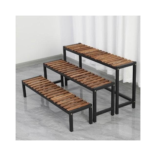 实木铁艺阳台花架 落地式客厅阶梯多层置物架 多肉花盆架 植物摆放架 陽台家用階式擺放架 鐵藝實木多肉花盆架戶外庭院盆栽架