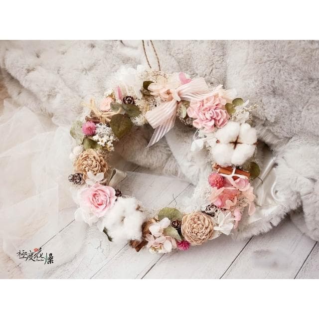 聖誕花圈 花圈 極度花燥 花禮 永生花 乾燥花 不凋花 藤圈 籐圈 永生雪松 交換禮物 畢業季 畢業 七夕 情人節