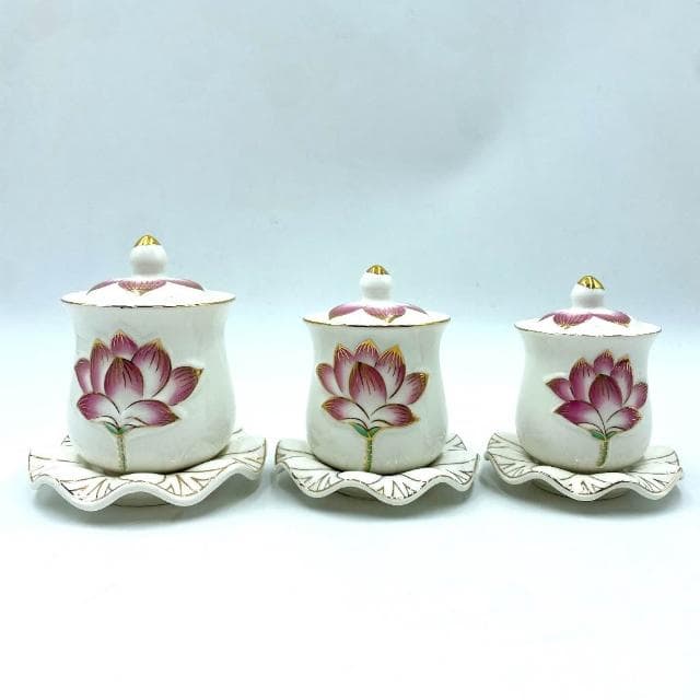 【古德金香】描金紅色蓮花茶杯 佛杯 敬茶杯 / 單入組三種尺寸 / 佛具 拜拜用品 神明 觀音 中元普渡
