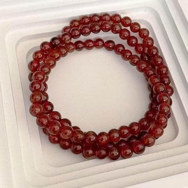 【Paiya 派亞】5MM澄石榴石澄紅石榴冰透乾淨深艷色手鏈手串女人石水晶飾品三圈可當項鍊