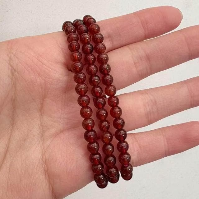 【Paiya 派亞】5MM澄石榴石澄紅石榴冰透乾淨深艷色手鏈手串女人石水晶飾品三圈可當項鍊