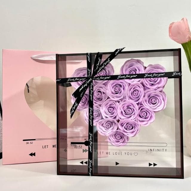永生花玫瑰 心形亞克力CD玫瑰禮盒 新品 送女朋友閨蜜情人節生日禮物