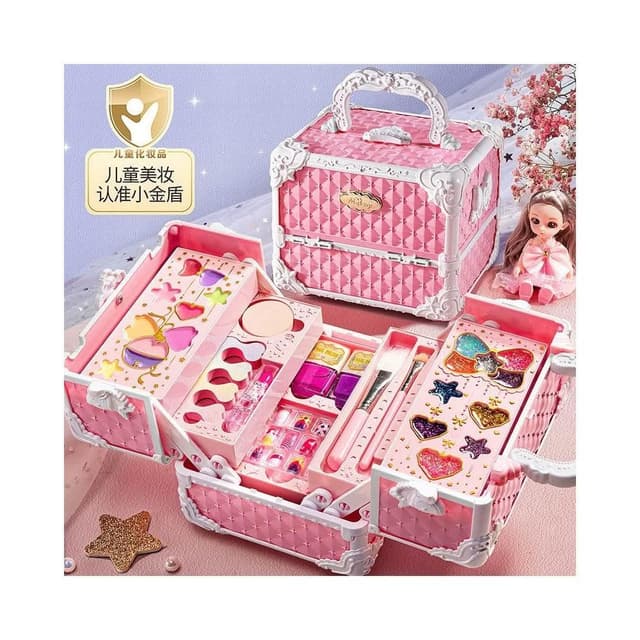 新款兒童化妝品手提箱玩具兒童女孩子小公主彩妝禮盒套裝生日禮物