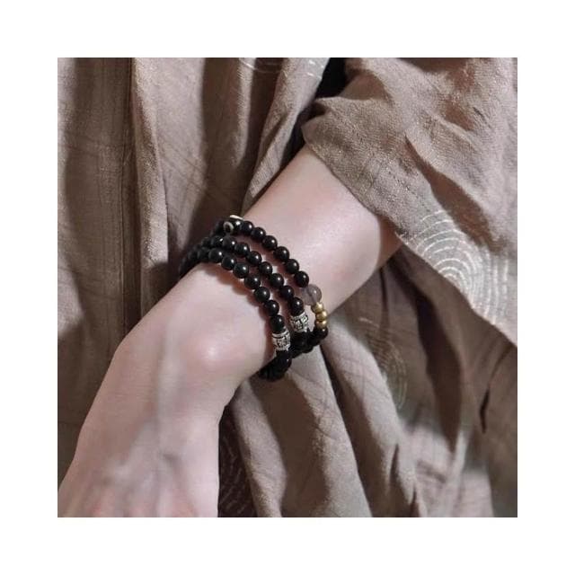 【開運堂】現貨 6mm紫檀木+天然灰月光多圈復古手串新中式國潮綠檀串珠手鍊天珠灰月光手飾