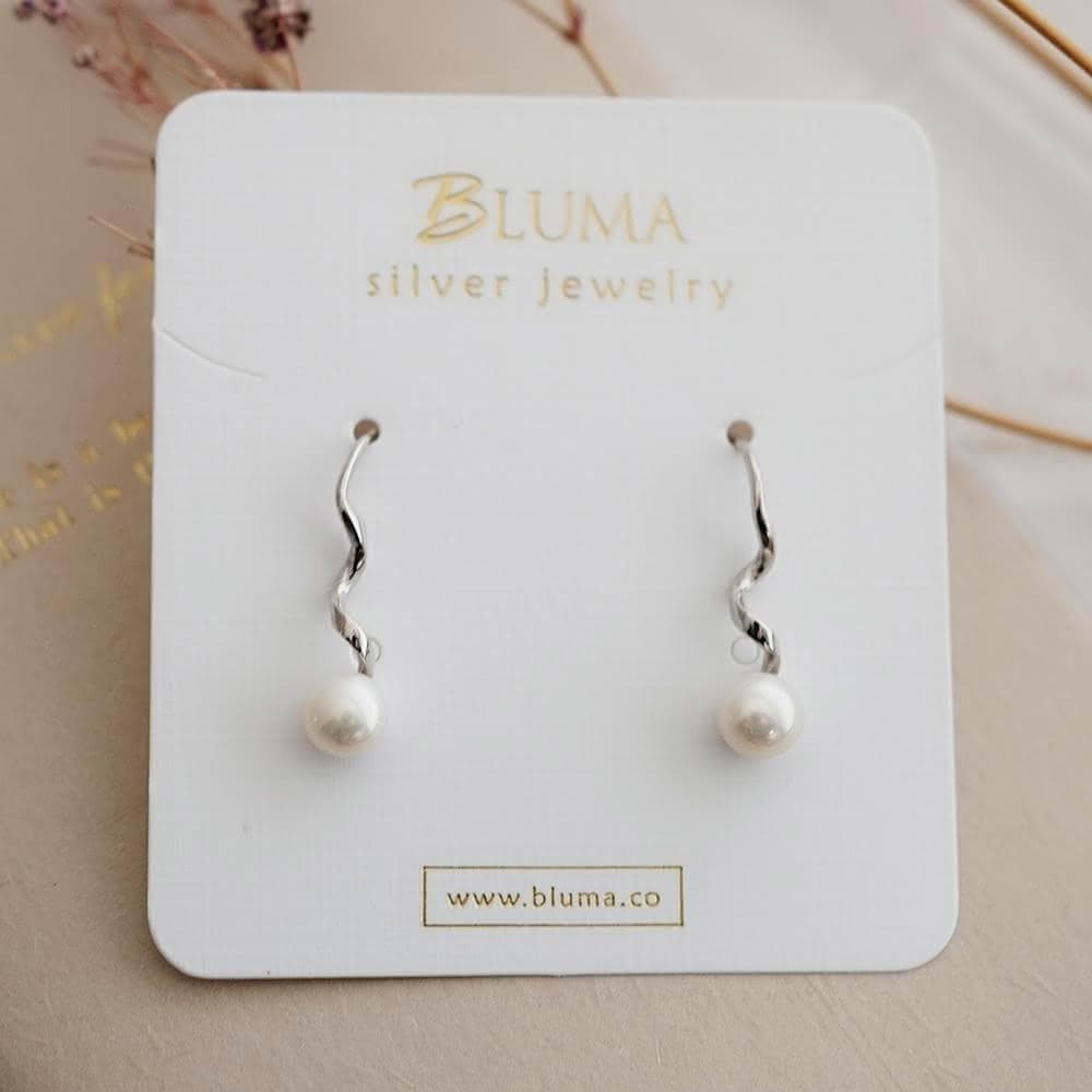 【BLUMA】淡水珍珠耳環 給愛麗絲的珍珠純銀耳環 優雅垂墜耳勾 925純銀飾品 女生禮物