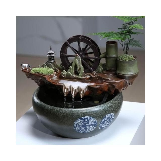 招財流水擺件迴圈水辦公室開業禮物創意家居客廳裝飾玄關桌風水輪