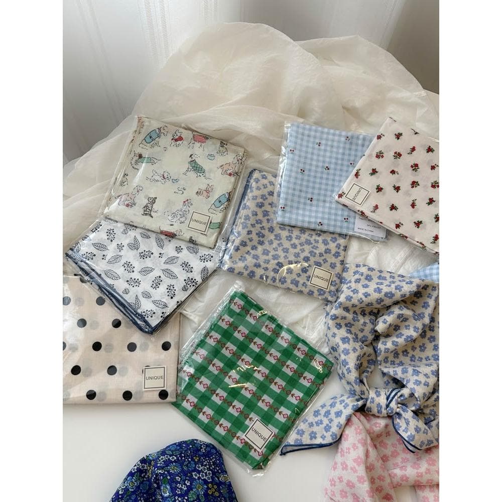 🎗飾間首飾鋪 軟乎方巾碎花波點棉麻領巾圍脖配飾裝飾頭巾文藝復古小清新ins腰巾