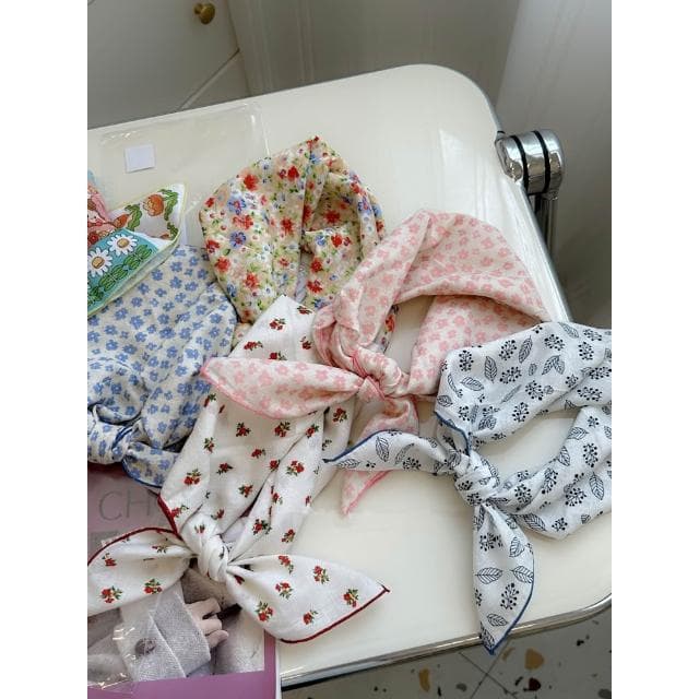 🎗飾間首飾鋪 軟乎方巾碎花波點棉麻領巾圍脖配飾裝飾頭巾文藝復古小清新ins腰巾