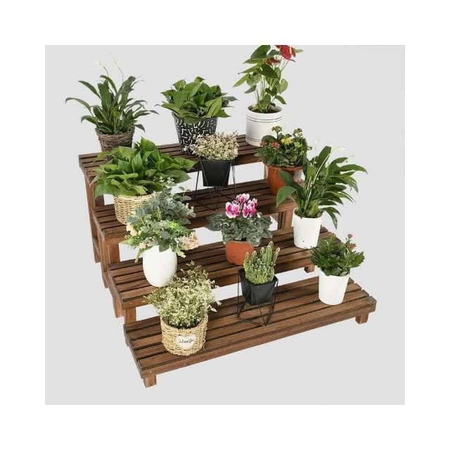 廠家直銷🎉陽臺置物架 多肉花架 防腐木花架 客廳收納架 室內花盆架 多功能植物架 盆栽置物架 落地式魚缸架 碳化木花架
