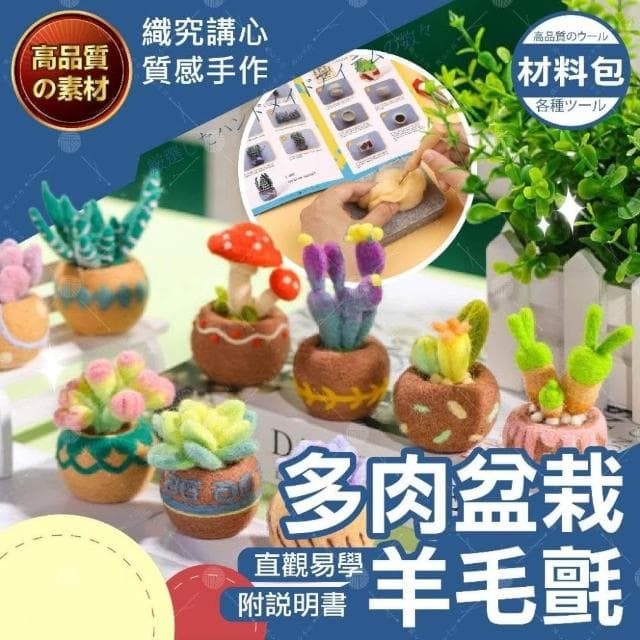 多肉盆栽羊毛氈 手作材料包 羊毛氈材料包 羊毛氈 手工藝 DIY 材料包 美勞 DIY 材料包 DIY植物羊毛氈
