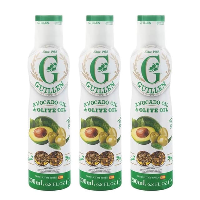 西班牙 Guillen 噴霧式酪梨橄欖油200ml-3入組 (酪梨油/橄欖油/噴霧油/氣炸鍋專用)