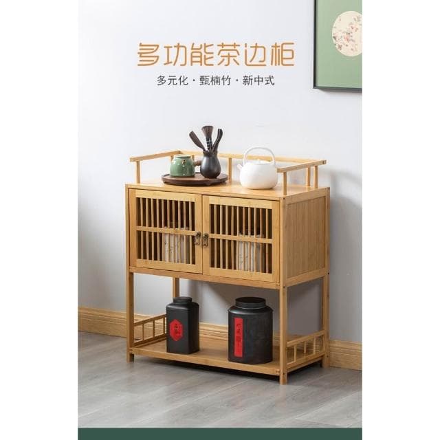 日式餐邊柜茶臺桌小邊櫃茶水櫃置物架現代簡約茶具收納架博古架子