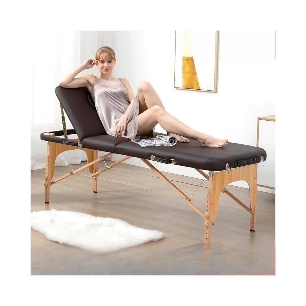 新品手提折疊美容按摩床美體推拿針灸紋身床家用可攜式櫸木養生床