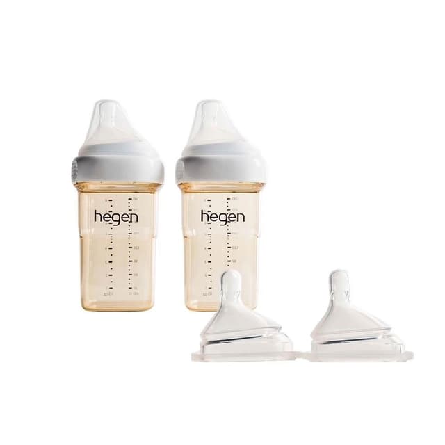 【hegen】奶瓶奶嘴組 1-3個月適用 (240ml雙入+慢速奶嘴)
