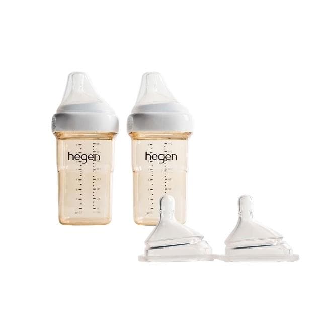 【hegen】奶瓶奶嘴組 1-3個月適用 (240ml雙入+慢速奶嘴)
