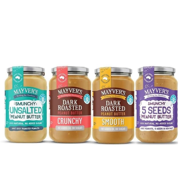 澳洲 Mayvers 香烤無糖花生醬375g (顆粒/絲滑/無鹽/超級種籽;純素/PEANUT/無麩質)